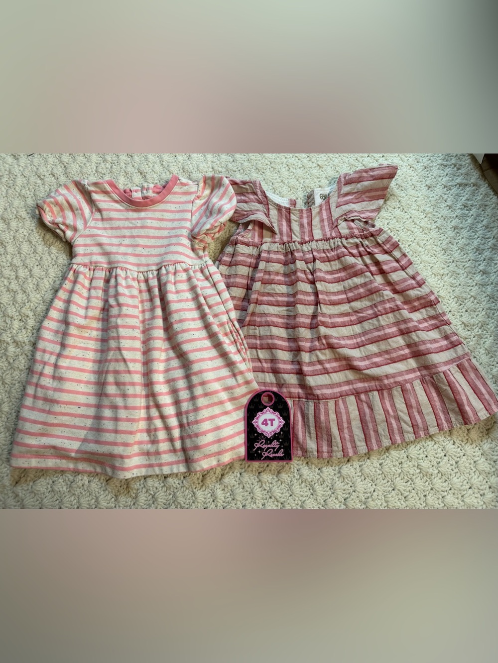 Cat & Jack Girls Pink Striped Casual Dress